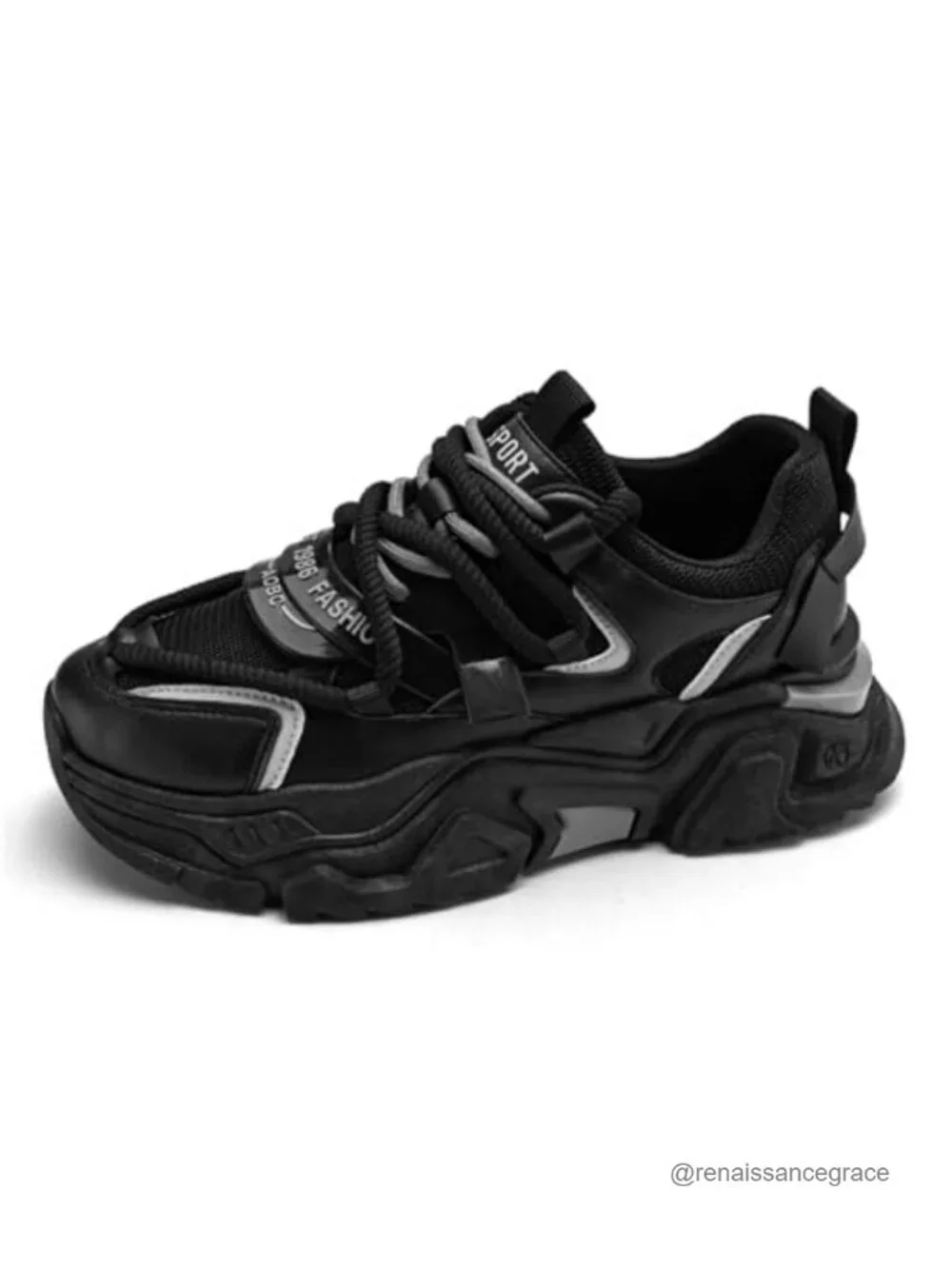 Men's Chunky Platform Sneakers Lace-Up Non-Slip Casual Athletic Shoes